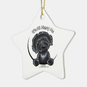 Black Labradoodle IAAM Keramikornament (Links)
