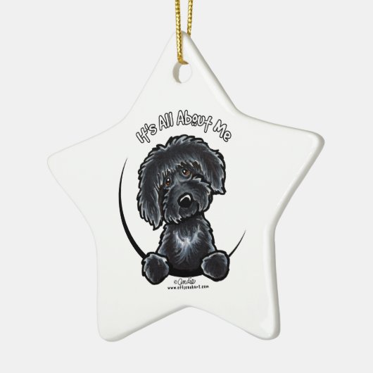 Black Labradoodle IAAM Keramikornament (Links)