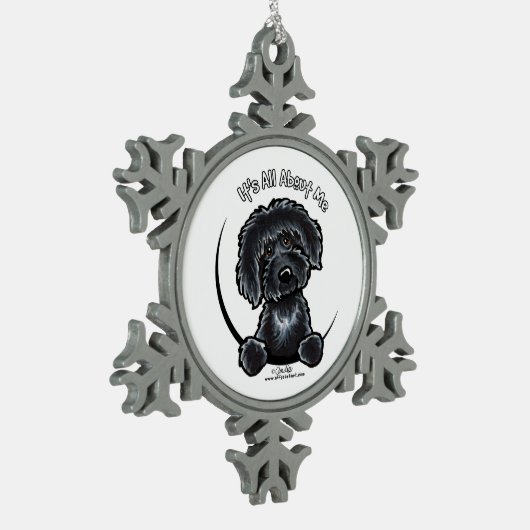 Black Labradoodle IAAM Schneeflocken Zinn-Ornament (Links)