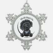 Black Labradoodle IAAM Schneeflocken Zinn-Ornament (Vorderseite)