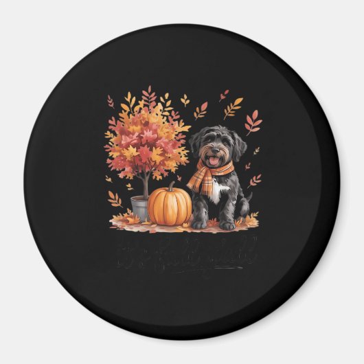 Black Labradoodle It's Fall Y’all Pumpkin Herbst Magnet (Vorne)