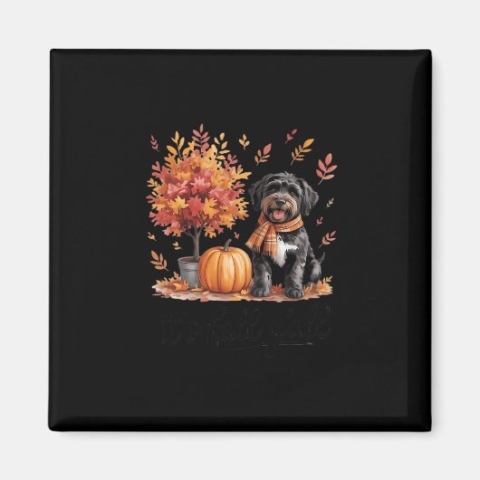 Black Labradoodle It's Fall Y’all Pumpkin Herbst Magnet (Vorne)