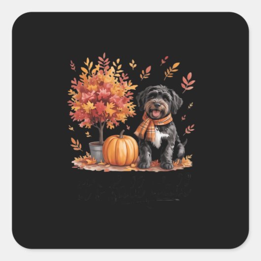 Black Labradoodle It's Fall Y’all Pumpkin Herbst Quadratischer Aufkleber (Vorderseite)
