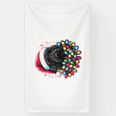 Black Labradoodle Weihnachtsbaum Xmas Lights Doodl Banner (Vertikal)