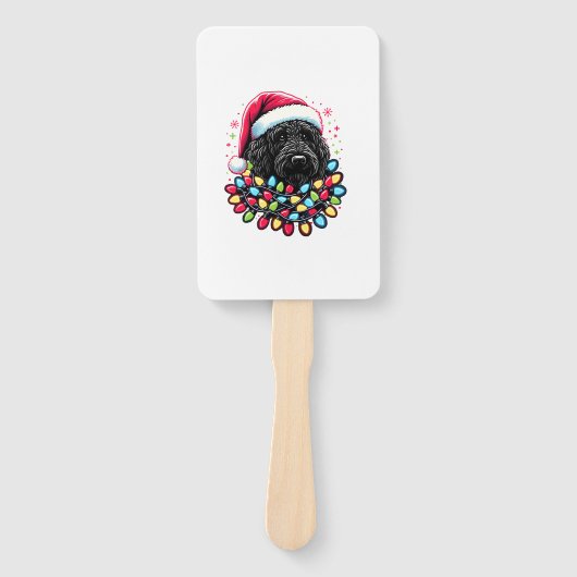 Black Labradoodle Weihnachtsbaum Xmas Lights Doodl Fächer (Vorderseite)