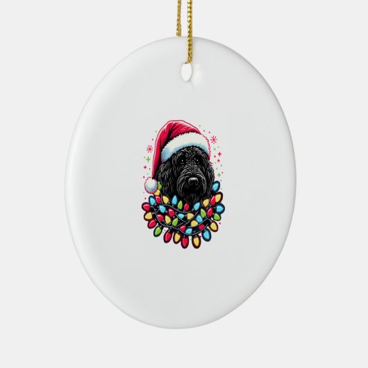 Black Labradoodle Weihnachtsbaum Xmas Lights Doodl Keramik Ornament (Rechts)