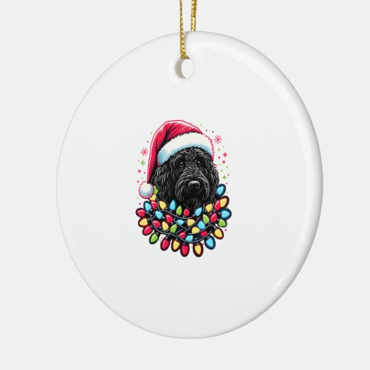 Black Labradoodle Weihnachtsbaum Xmas Lights Doodl Keramik Ornament (Links)