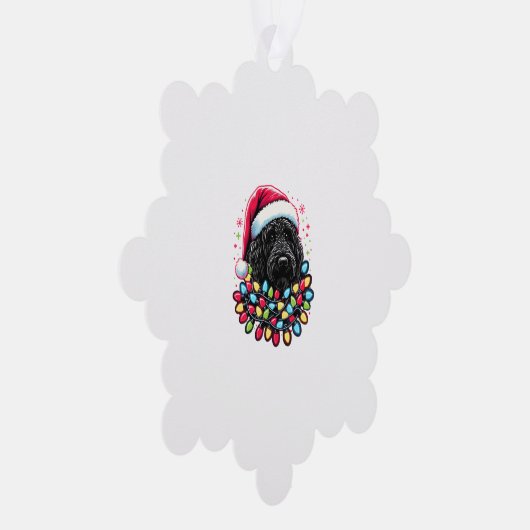 Black Labradoodle Weihnachtsbaum Xmas Lights Doodl Ornament Karte (Rechts)