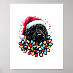 Black Labradoodle Weihnachtsbaum Xmas Lights Doodl Poster