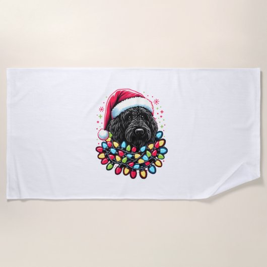 Black Labradoodle Weihnachtsbaum Xmas Lights Doodl Strandtuch (Vorderseite)