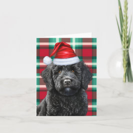 Black Labradoodle Weihnachtsfeiertag Kariert Feiertagskarte