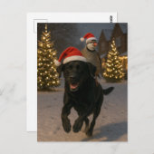 Black Labrador and Partridge Christmas postcard Postkarte (Vorne/Hinten)