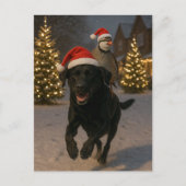 Black Labrador and Partridge Christmas postcard Postkarte (Vorderseite)