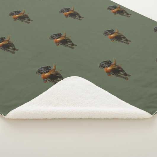 Black Labrador and Pheasant Sherpa Blanket Sherpadecke (3/4)