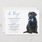 Black Labrador Baby Shower Welpe Hund Blue Boy Einladung (Vorderseite)