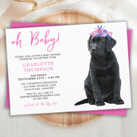 Black Labrador Baby Shower Welpe Hund Pink Girl