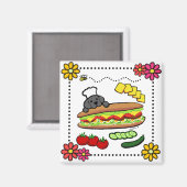 Black Labrador Bakery Cartoon Magnet (Vorderseite/Rückseite)