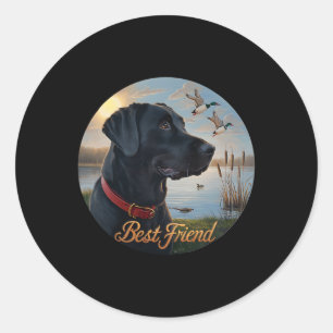 Black Labrador Best Friend. Jagd Wasservogelente Runder Aufkleber