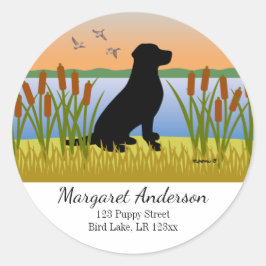 Black Labrador Bird Dog Sunset-Adresse Runder Aufkleber