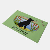 Black Labrador Bird Dog Sunset Oval Fußmatte (Schrägansicht)