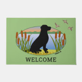 Black Labrador Bird Dog Sunset Oval Fußmatte (Vorderseite)