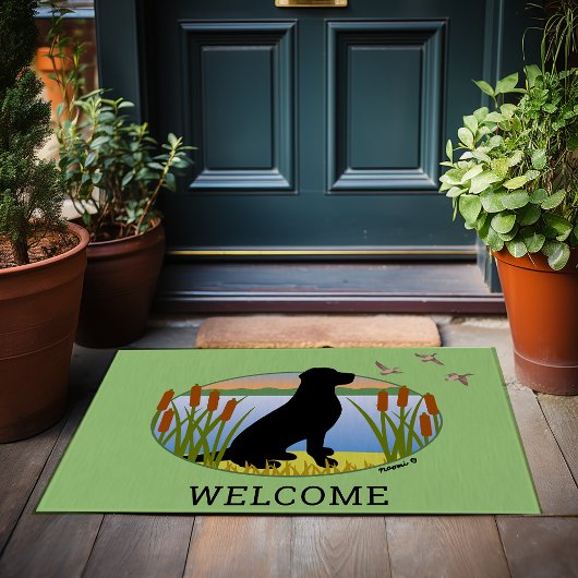 Black Labrador Bird Dog Sunset Oval Fußmatte