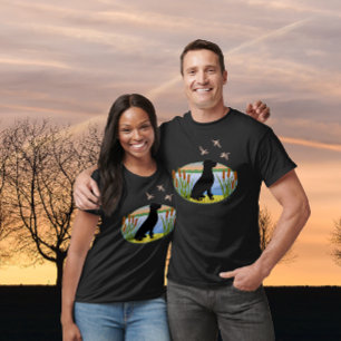 Black Labrador Bird Dog Sunset Oval T-Shirt