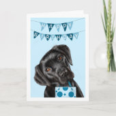 Black Labrador Blue Birthday Card Karte (Vorderseite)