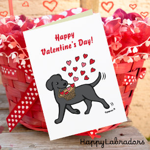 Black Labrador Carry Hearts Valentine Feiertagskarte