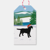 Black Labrador Christmas Evergreen Weihnachtsmannm Geschenkanhänger (Vorderseite)