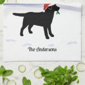 Black Labrador Christmas Evergreen Weihnachtsmannm Geschirrtuch (Gefaltet)