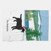 Black Labrador Christmas Evergreen Weihnachtsmannm Geschirrtuch (Horizontal)