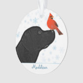 Black Labrador Christmas Kardinal - Niedlicher Hun Ornament (Vorderseite)