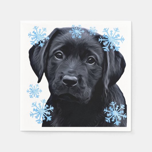 Black Labrador Christmas - Niedlicher Hund Welpe B Serviette (Vorderseite)