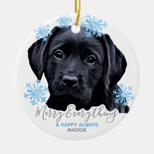 Black Labrador Christmas - Niedliches Welppy Black Keramik Ornament (Vorne)