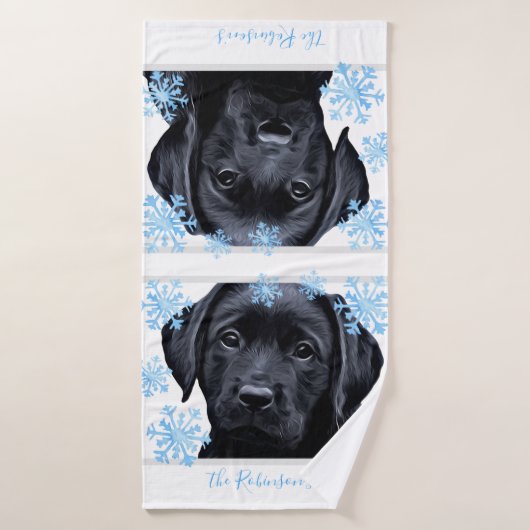 Black Labrador Christmas - Personalisiertes Black  Badehandtuch (Badehandtuch)