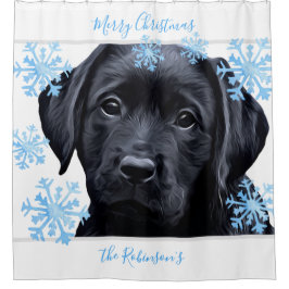Black Labrador Christmas - Personalisiertes Black  Duschvorhang