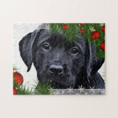 Black Labrador Christmas Puppy Dog Puzzle (Horizontal)