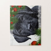 Black Labrador Christmas Puppy Dog Puzzle (Vertikal)