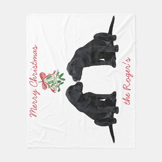 Black Labrador Christmas Puppy Fleecedecke (Vorderseite)