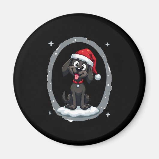 Black Labrador Christmas Santa Hat Xmas Pajama T-S Magnet (Vorne)
