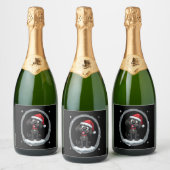 Black Labrador Christmas Santa Hat Xmas Pajama T-S Schaumweinetikett (Flaschen)