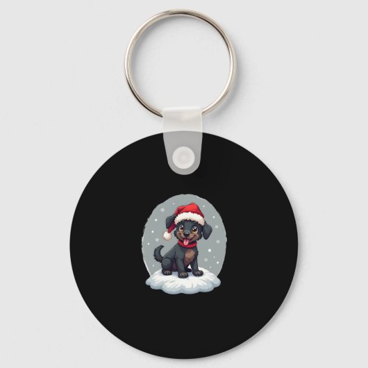 Black Labrador Christmas Santa Hat Xmas Pajama T-S Schlüsselanhänger (Vorderseite)