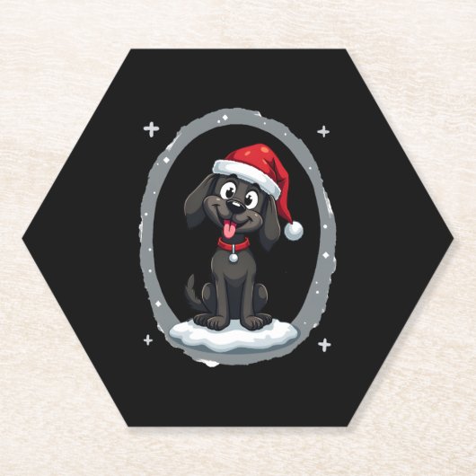 Black Labrador Christmas Santa Hat Xmas Pajama T-S Untersetzer (Vorderseite)