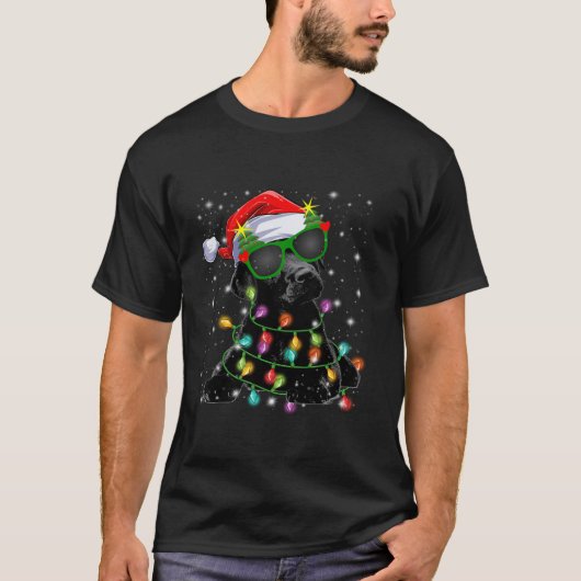 Black Labrador Christmas Tree Lights Labrador Dog T-Shirt (Vorderseite)