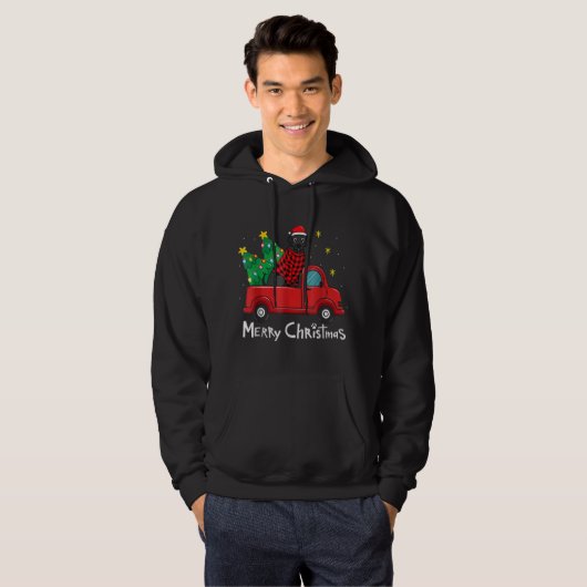 Black Labrador Christmas Truck Tree Red Kariert Do Hoodie (Vorne ganz)