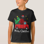 Black Labrador Christmas Truck Tree Red Kariert Do T-Shirt (Vorderseite)
