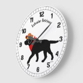 Black Labrador Cowboy Cartoon Große Wanduhr (Winkel)