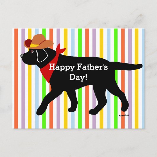 Black Labrador Cowboy Cartoon Postkarte (Vorderseite)
