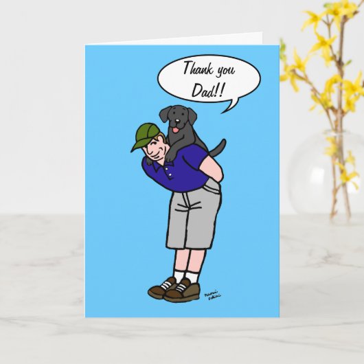 Black Labrador Daddy in Blue Karte (Gelbe Blume)